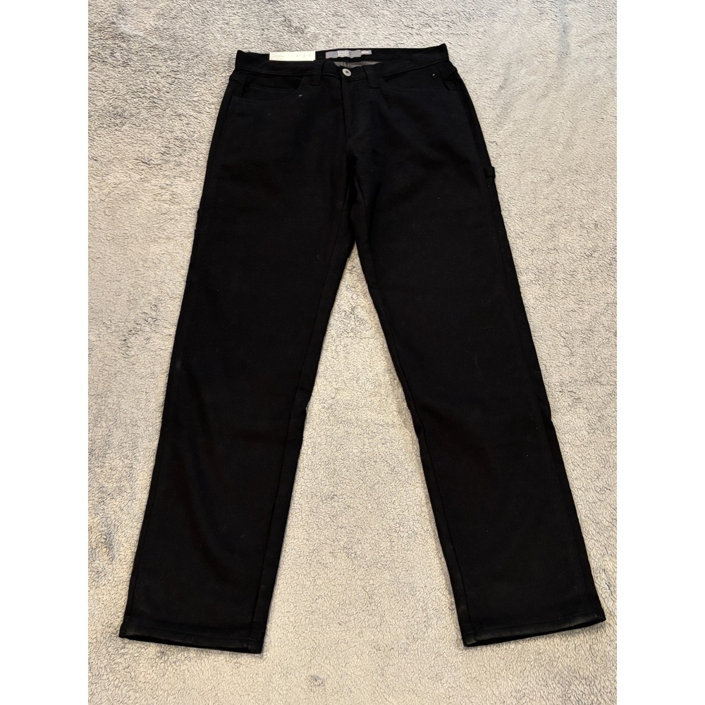 NWT Berkley Jensen Carpenter Pants Men 32x34 Relaxed Straight Fleece Lined Black